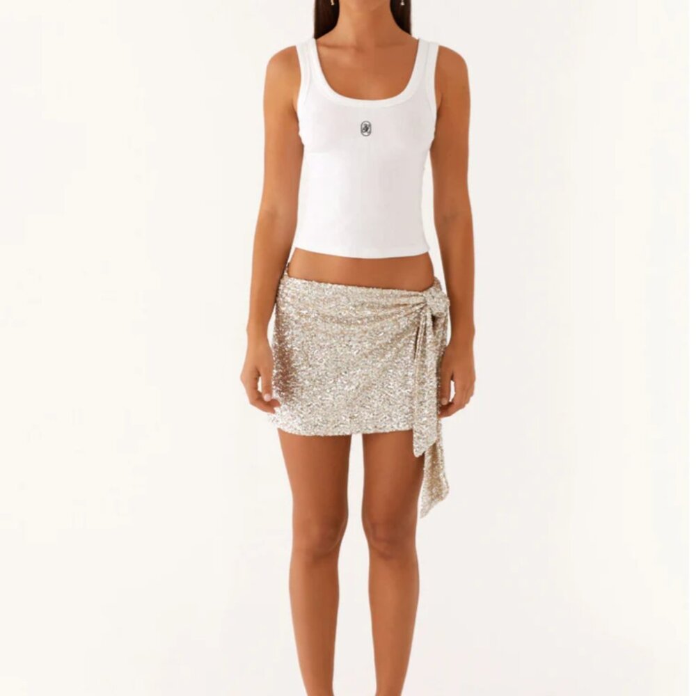Peppermayo Exclusive - Jazmine Mini Skirt - Silver (sequin mini skirt)